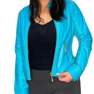 🎊2FOR45 Lana Lee blue moto jacket size M